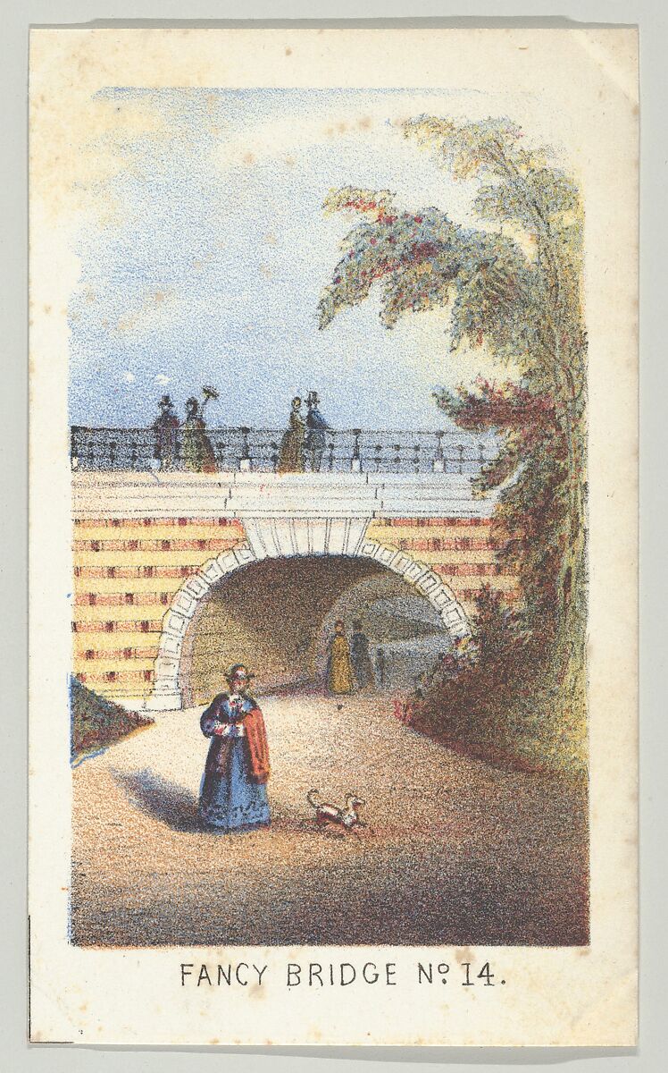 Fancy Bridge No. 14, from the series, Views in Central Park, New York, Part 3, Louis Prang &amp; Co. (Boston, Massachusetts), Color lithograph 