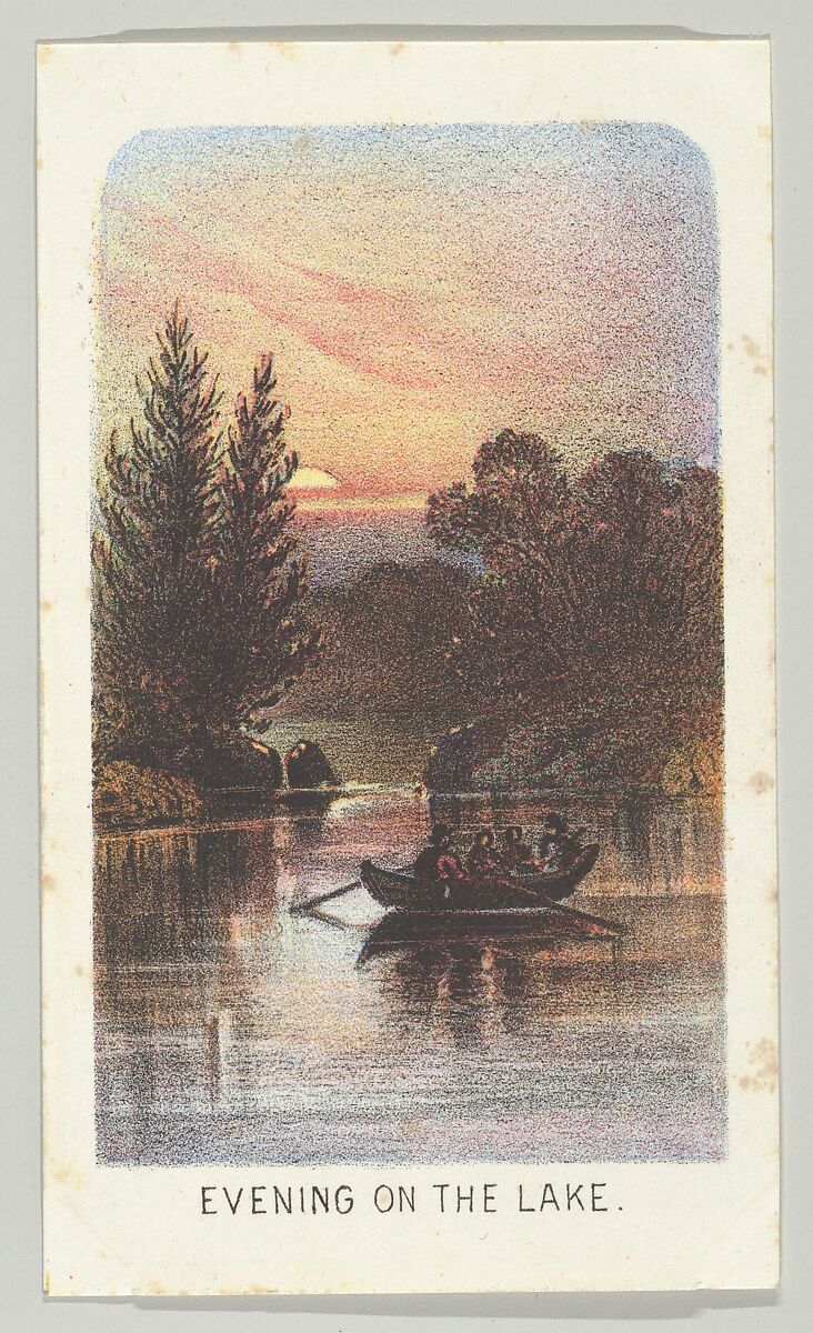 Evening on the Lake, from the series, Views in Central Park, New York, Part 3, Louis Prang &amp; Co. (Boston, Massachusetts), Color lithograph 