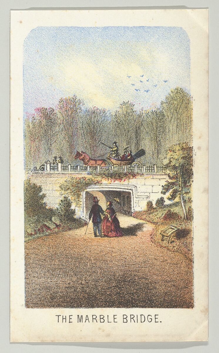 The Marble Bridge, Near the Lake, from the series, Views in Central Park, New York, Part 3, Louis Prang &amp; Co. (Boston, Massachusetts), Color lithograph 