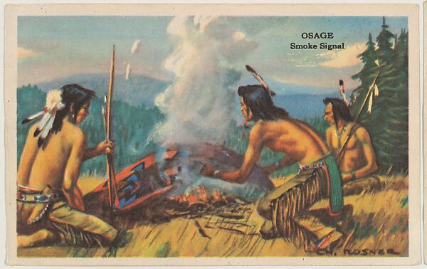 Osage, Smoke Signal, bakery card from the American Indian Tribes series (D39-1), issued by the Gordon Bread Company, Issued by Gordon Bread Company, Commercial color lithograph 