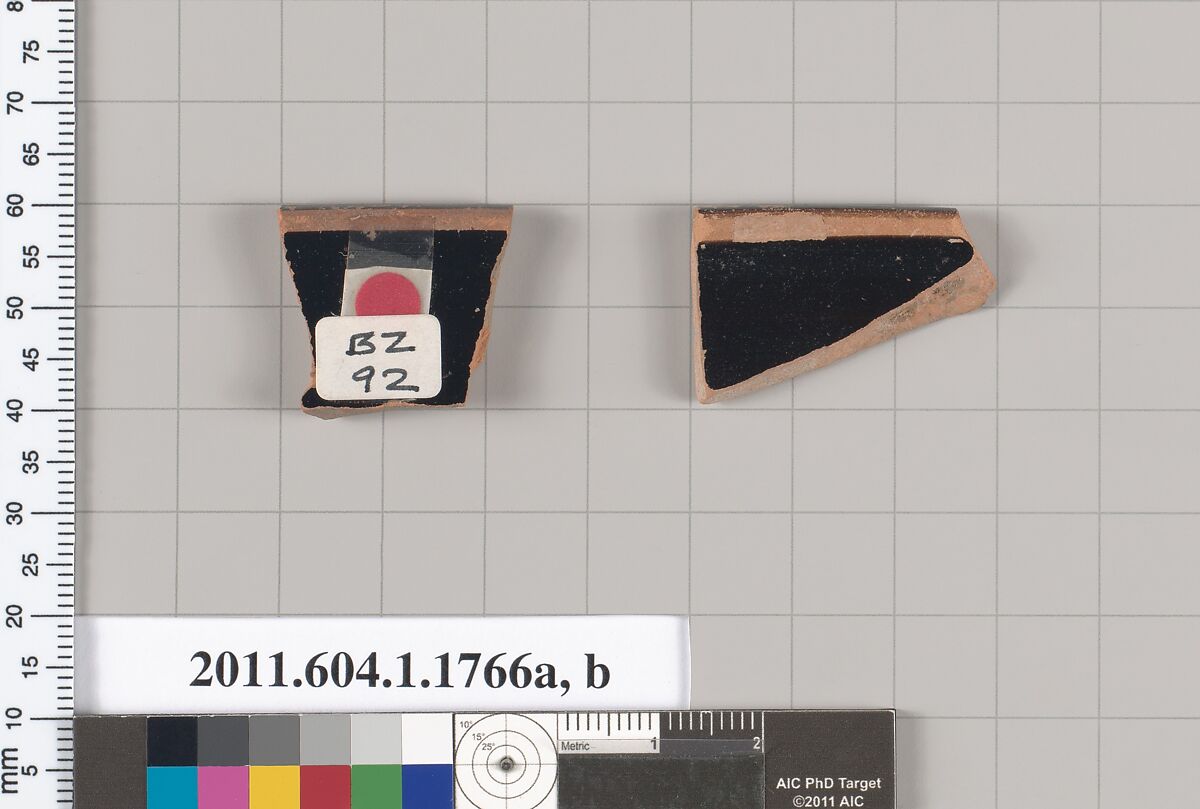 Terracotta rim fragments of kylikes(drinking cups), Terracotta, Greek, Attic