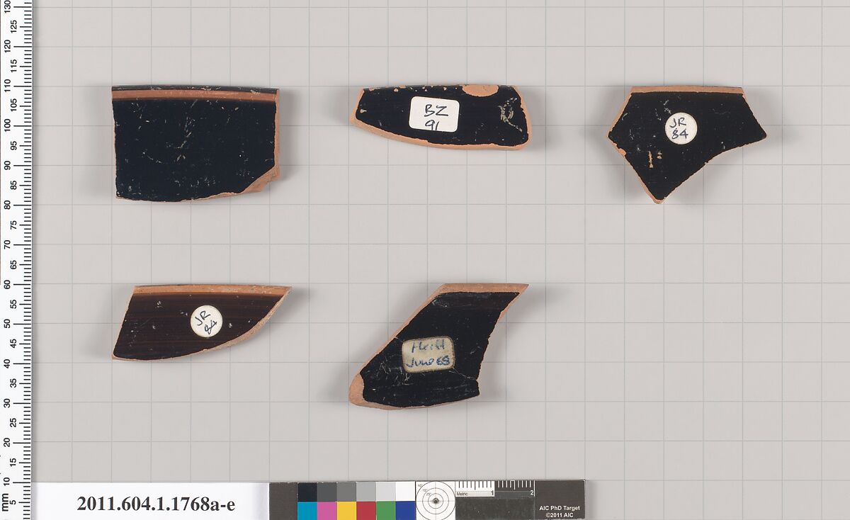 Terracotta rim fragments of kylikes(drinking cups), Terracotta, Greek, Attic