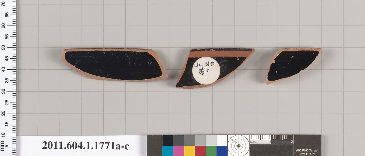Terracotta rim fragments of kylikes(drinking cups), Terracotta, Greek, Attic