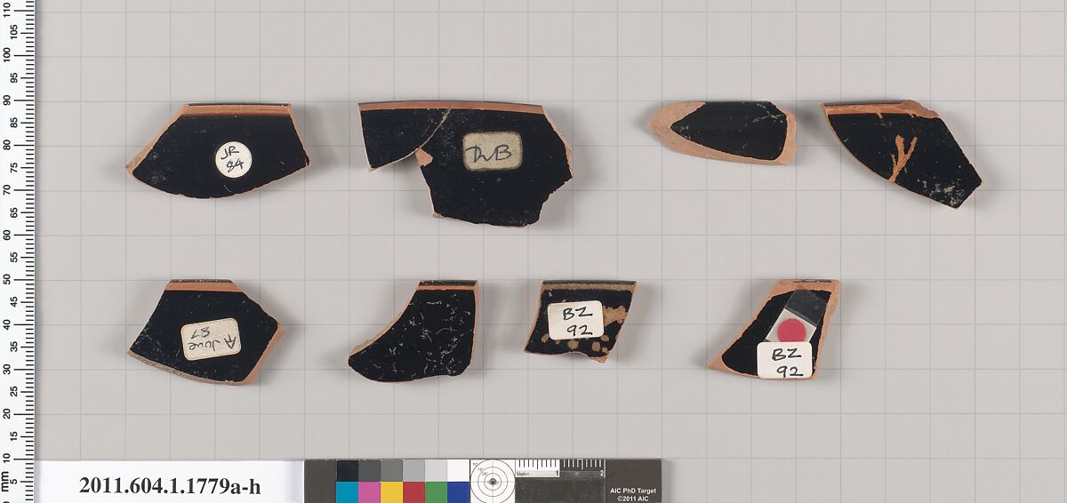 Terracotta rim fragments of kylikes(drinking cups), Terracotta, Greek, Attic
