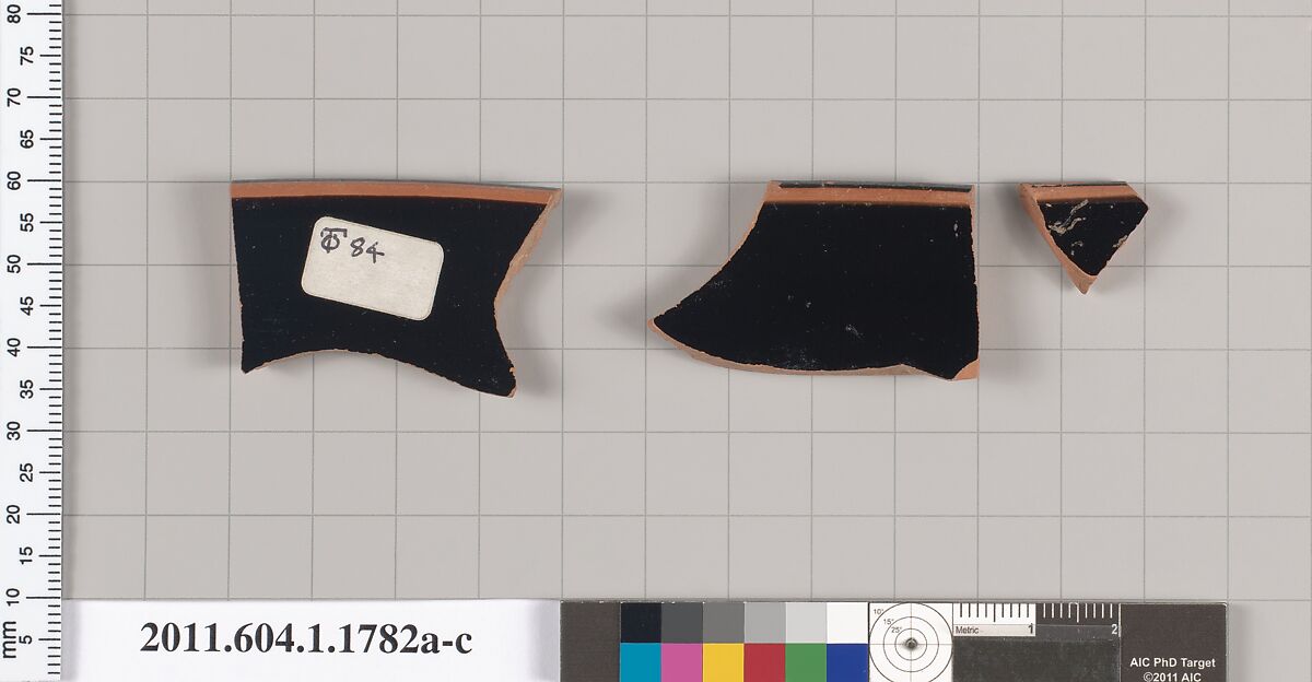 Terracotta rim fragments of kylikes(drinking cups), Terracotta, Greek, Attic