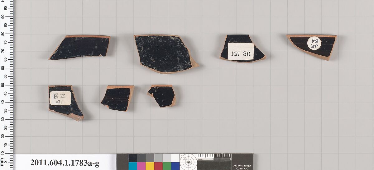 Terracotta rim fragments of kylikes(drinking cups), Terracotta, Greek, Attic