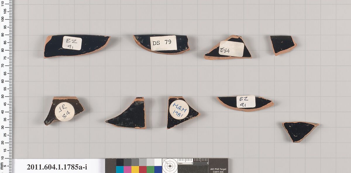 Terracotta rim fragments of kylikes(drinking cups), Terracotta, Greek, Attic