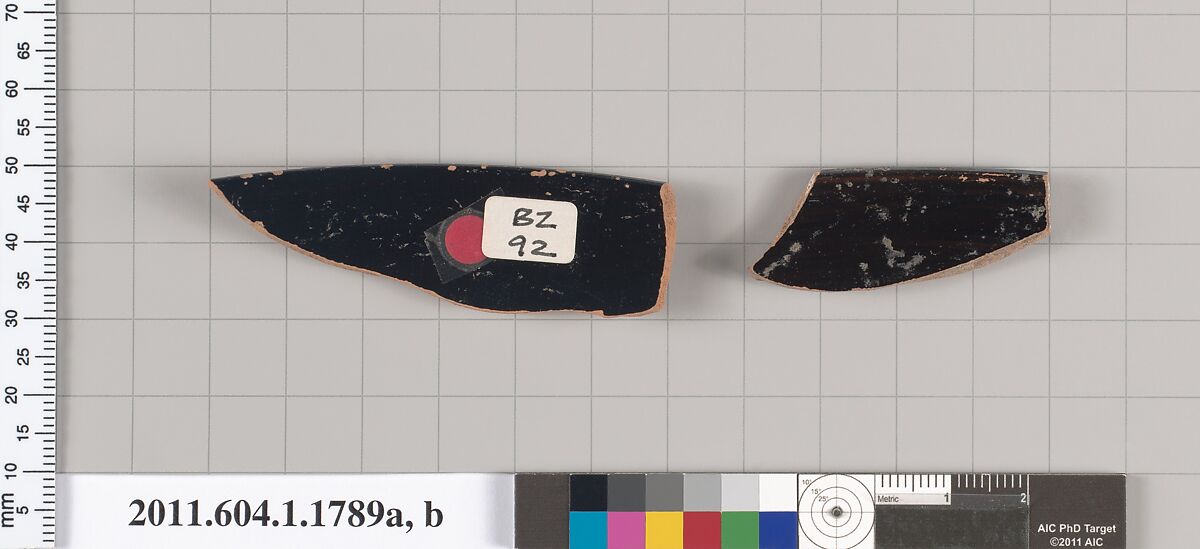 Terracotta rim fragments of kylikes(drinking cups), Terracotta, Greek, Attic