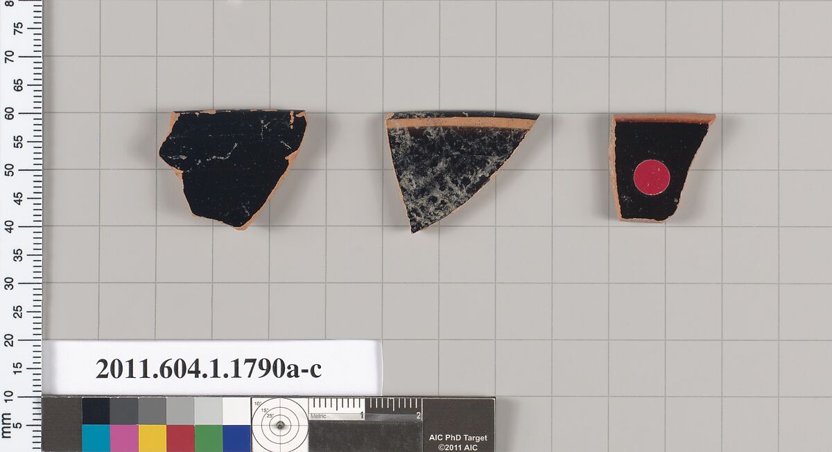 Terracotta rim fragments of kylikes(drinking cups), Terracotta, Greek, Attic