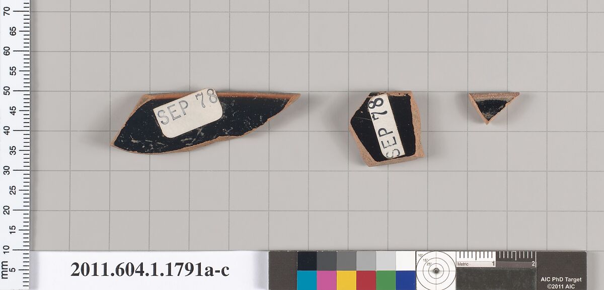 Terracotta rim fragments of kylikes(drinking cups), Terracotta, Greek, Attic