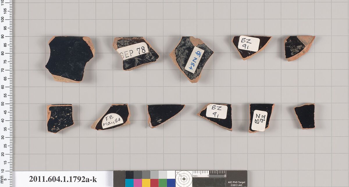 Terracotta rim fragments of kylikes(drinking cups), Terracotta, Greek, Attic