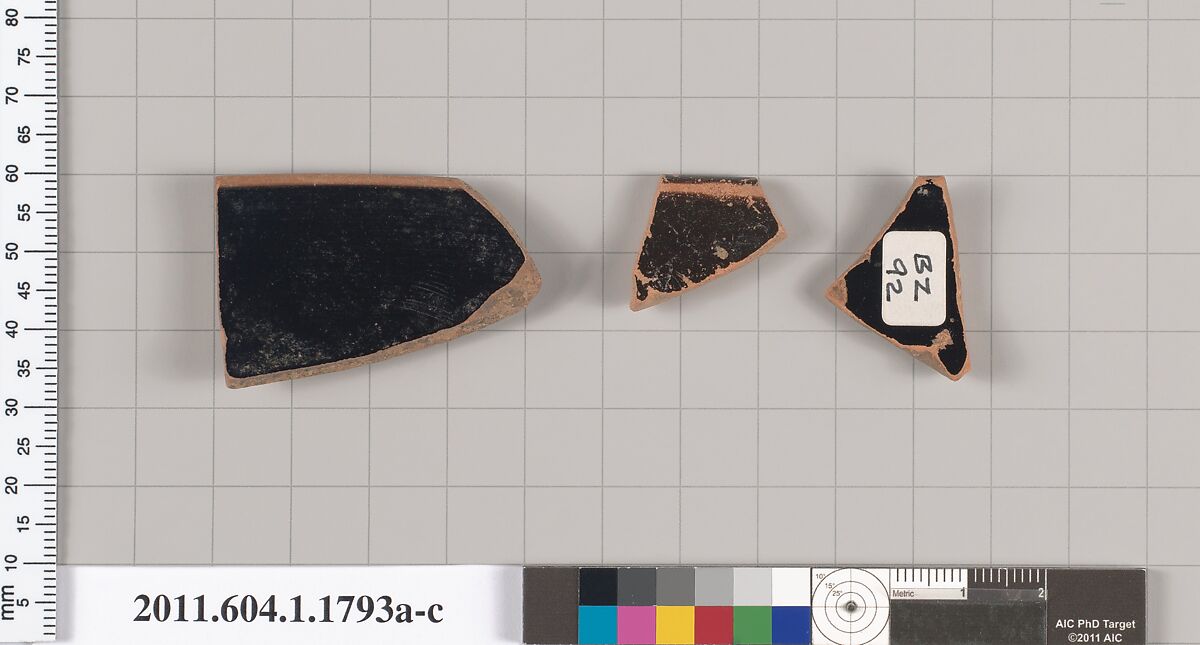 Terracotta rim fragments of kylikes(drinking cups), Terracotta, Greek, Attic