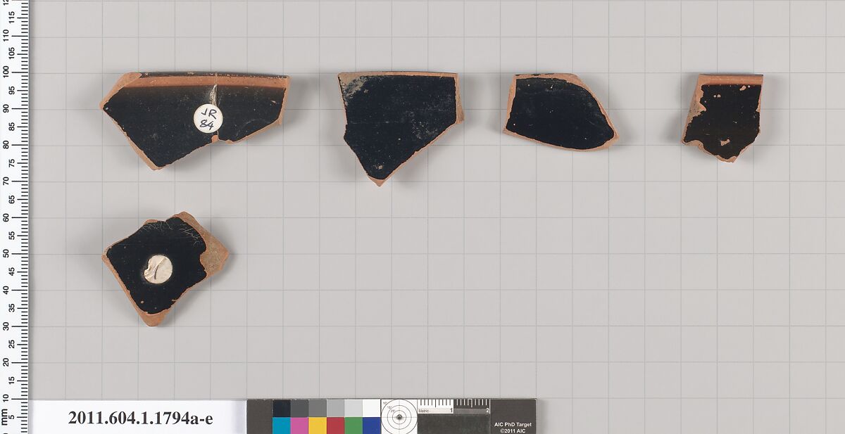 Terracotta rim fragments of kylikes(drinking cups), Terracotta, Greek, Attic