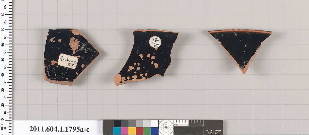 Terracotta rim fragments of kylikes(drinking cups), Terracotta, Greek, Attic