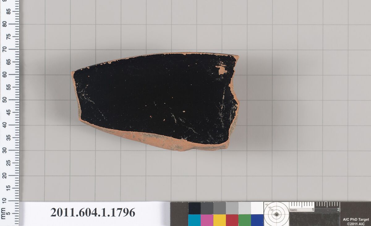 Terracotta rim fragment of a kylix (drinking cup), Terracotta, Greek, Attic