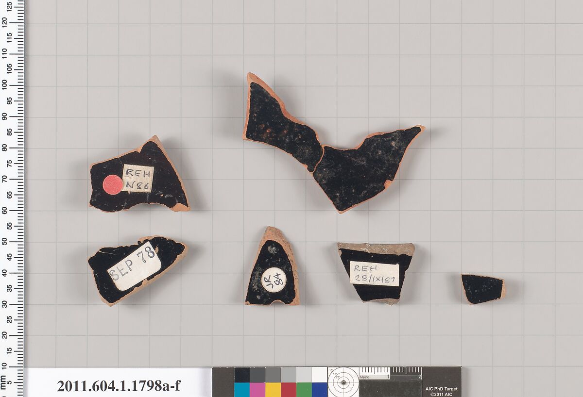 Terracotta rim fragments of kylikes(drinking cups), Terracotta, Greek, Attic