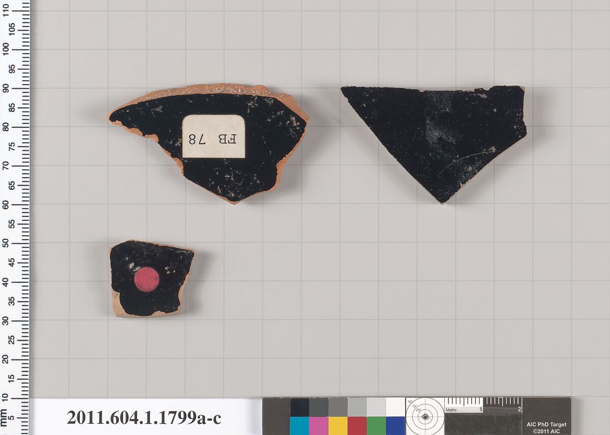 Terracotta rim fragments of kylikes(drinking cups), Terracotta, Greek, Attic
