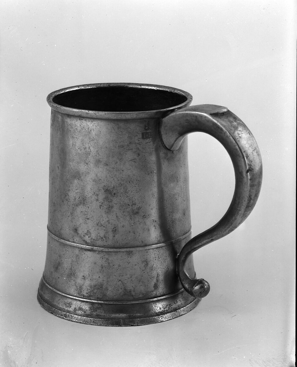 Quart Mug, Joseph Danforth (1758–1788), Pewter, American 
