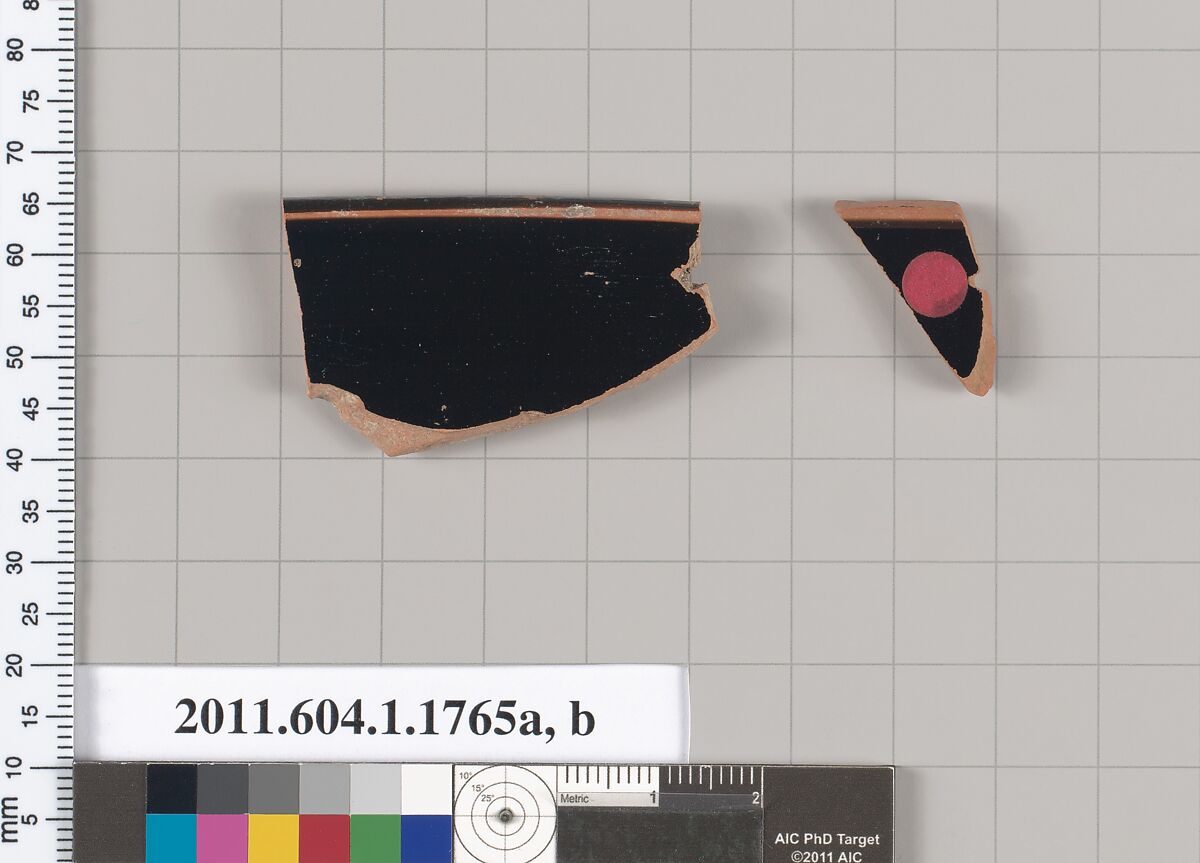 Terracotta rim fragments of kylikes(drinking cups), Terracotta, Greek, Attic