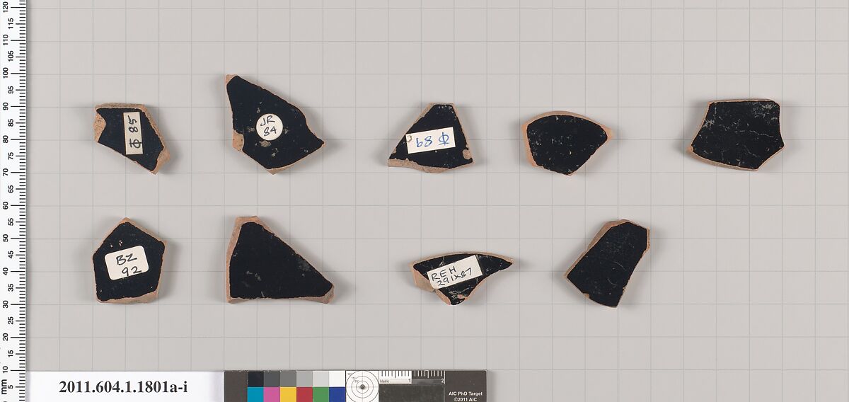 Terracotta rim fragments of kylikes(drinking cups), Terracotta, Greek, Attic