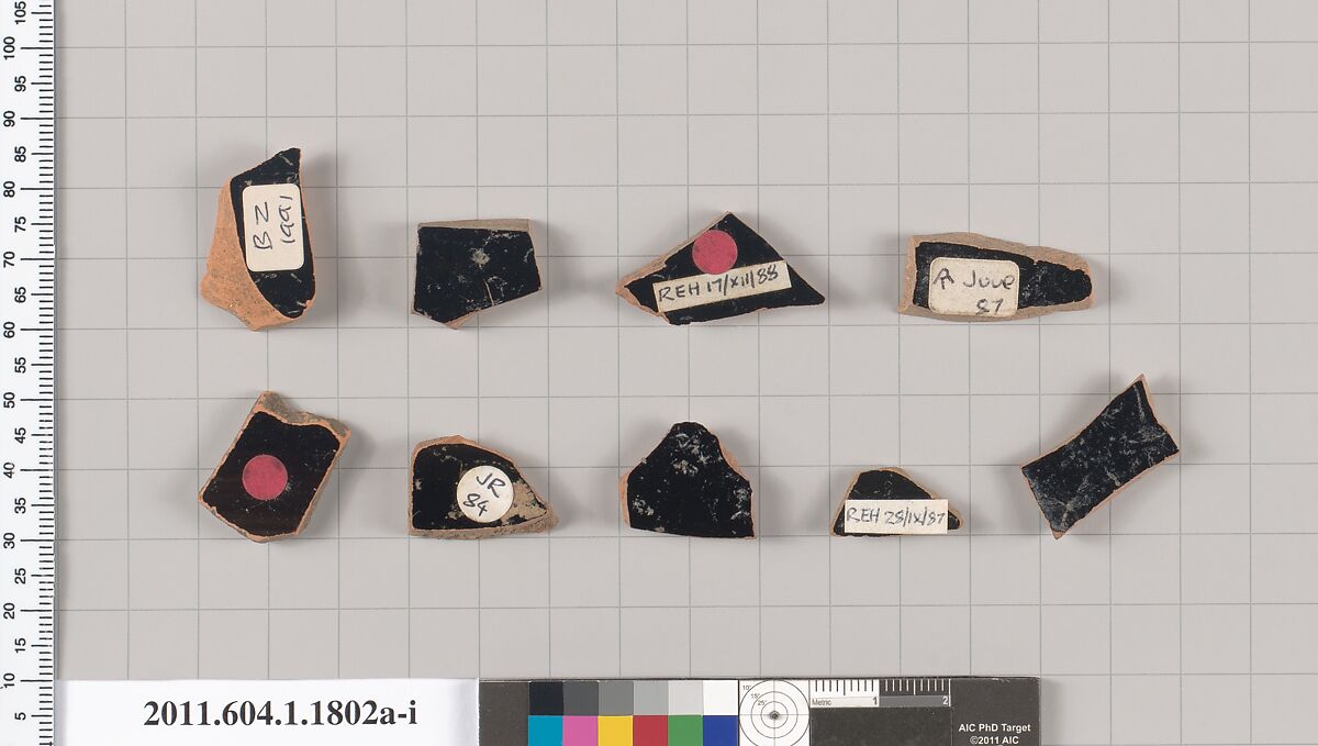 Terracotta rim fragments of kylikes(drinking cups), Terracotta, Greek, Attic