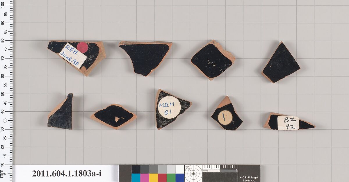 Terracotta rim fragments of kylikes(drinking cups), Terracotta, Greek, Attic