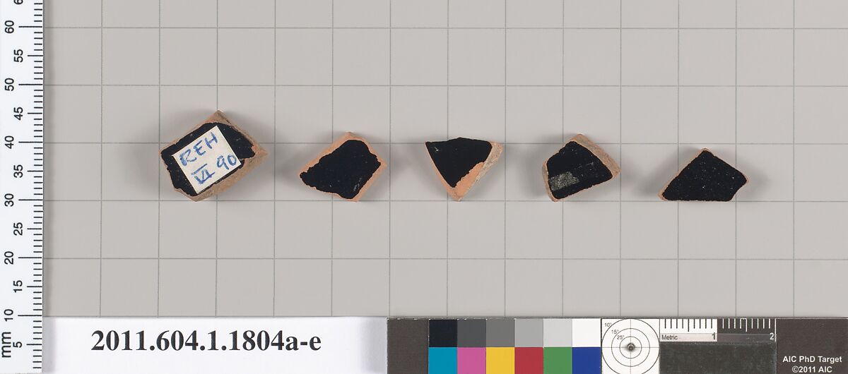 Terracotta rim fragments of kylikes(drinking cups), Terracotta, Greek, Attic