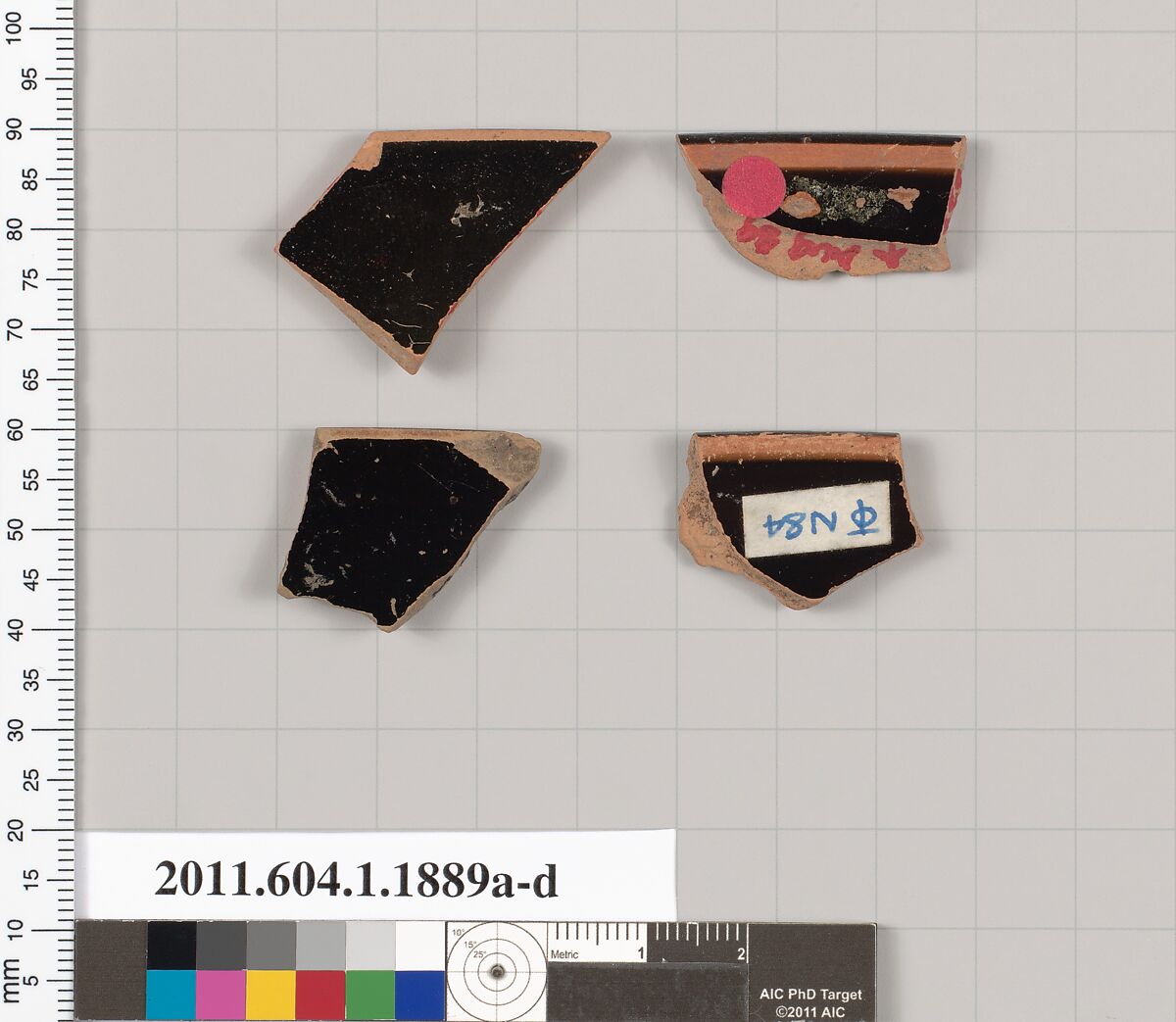Terracotta rim fragments of kylikes (drinking cups), Terracotta, Greek, Attic