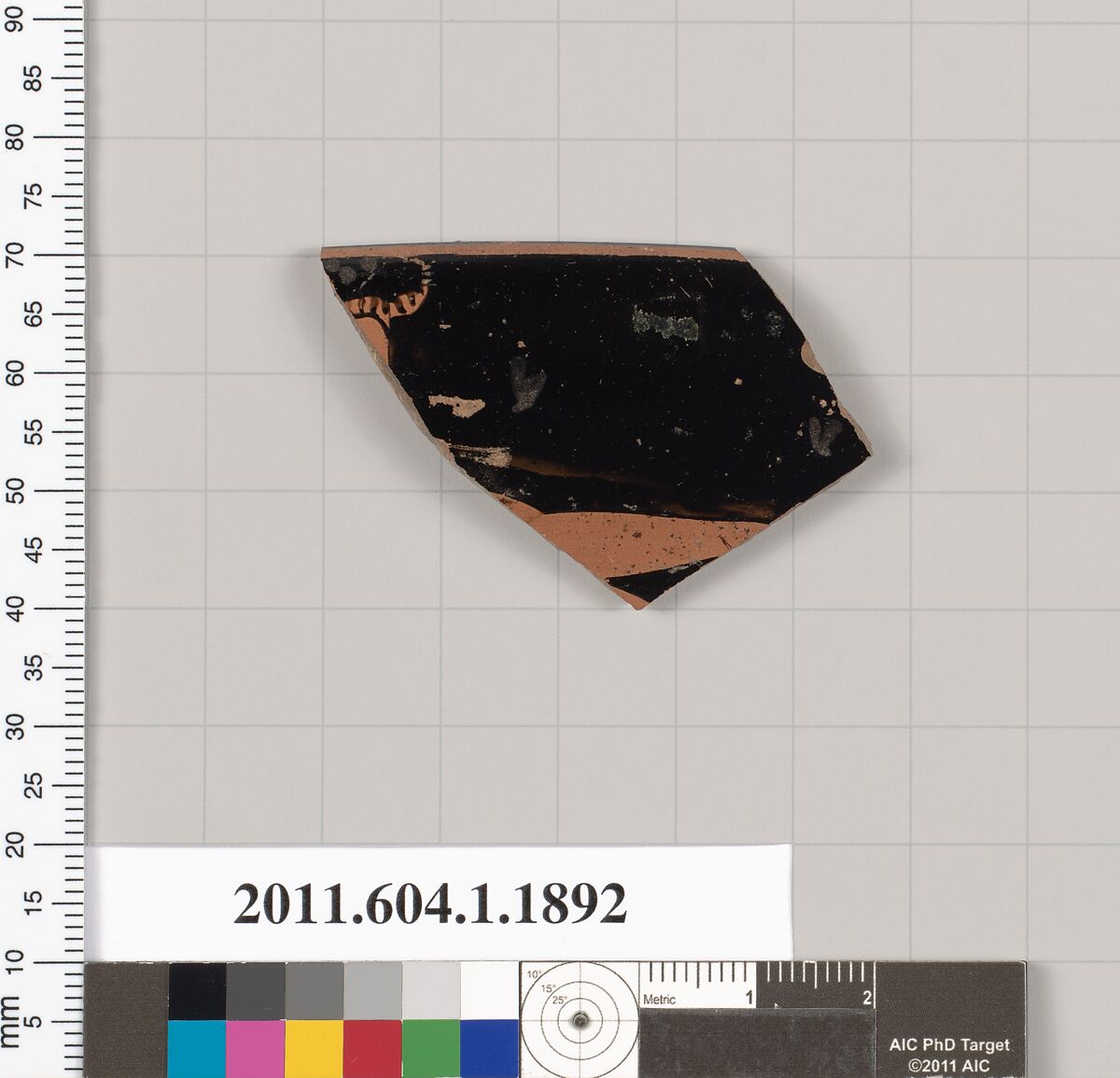 Terracotta rim fragment of a kylix (drinking cup), Terracotta, Greek, Attic 