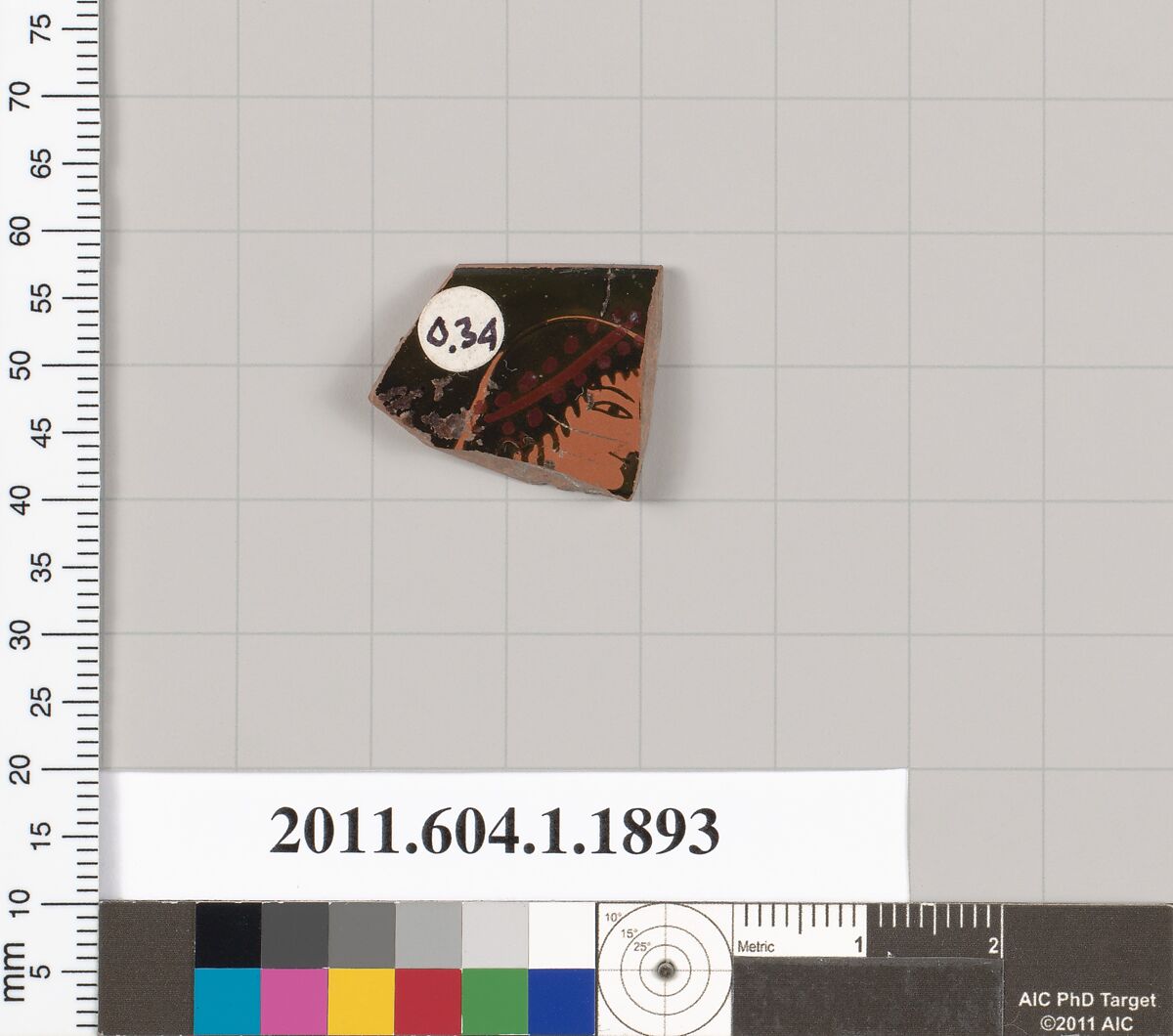 Terracotta rim fragment of a kylix (drinking cup), Terracotta, Greek, Attic