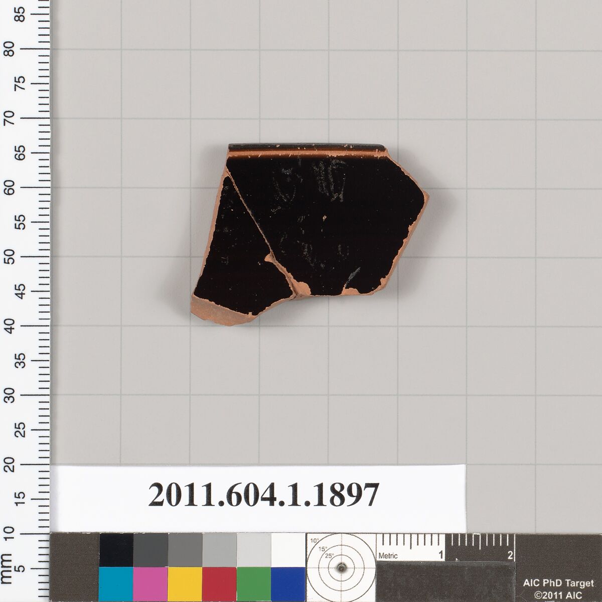 Terracotta rim fragment of a kylix (drinking cup), Terracotta, Greek, Attic