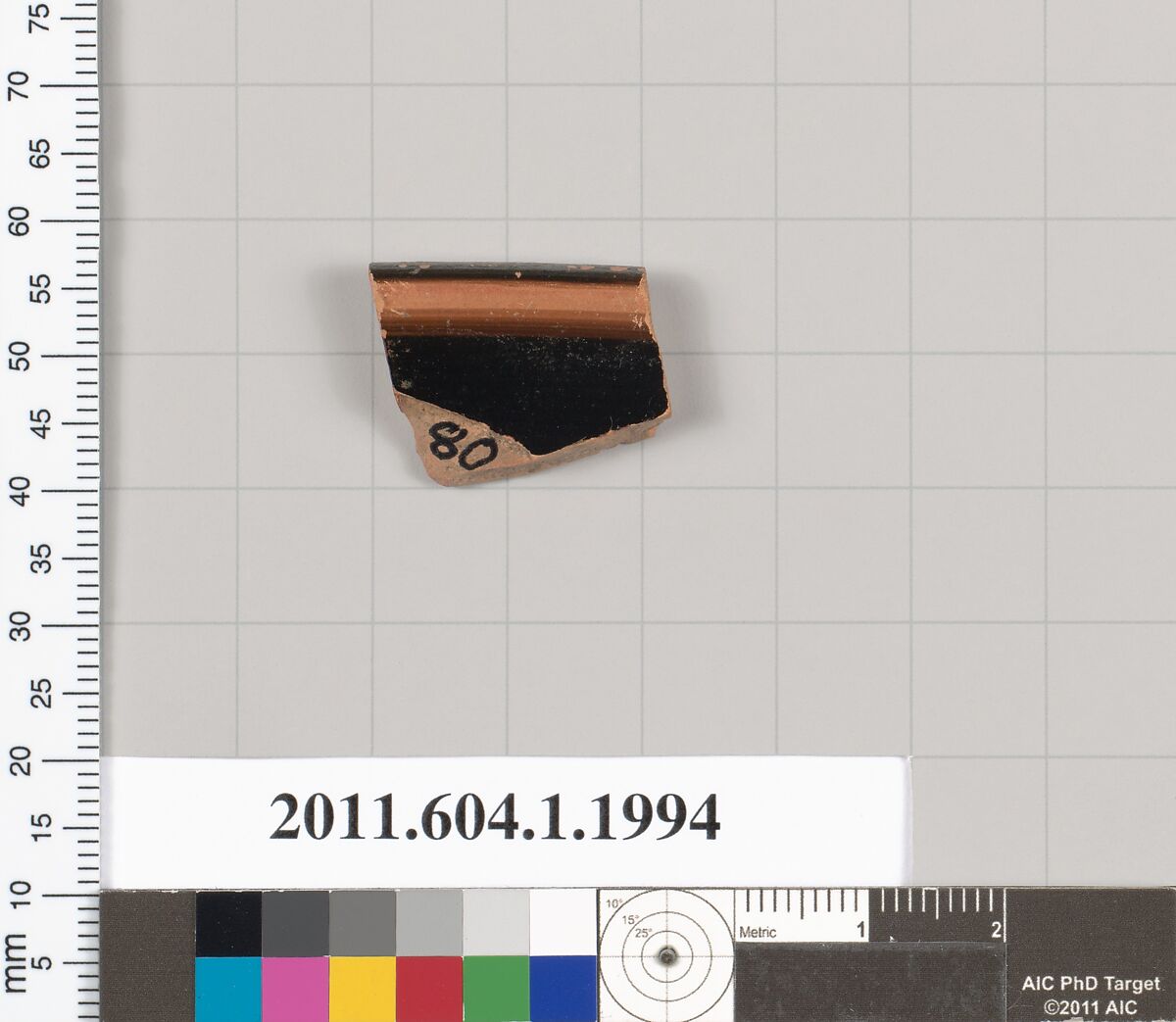 Terracotta rim fragment of a kylix (drinking cup), Terracotta, Greek, Attic