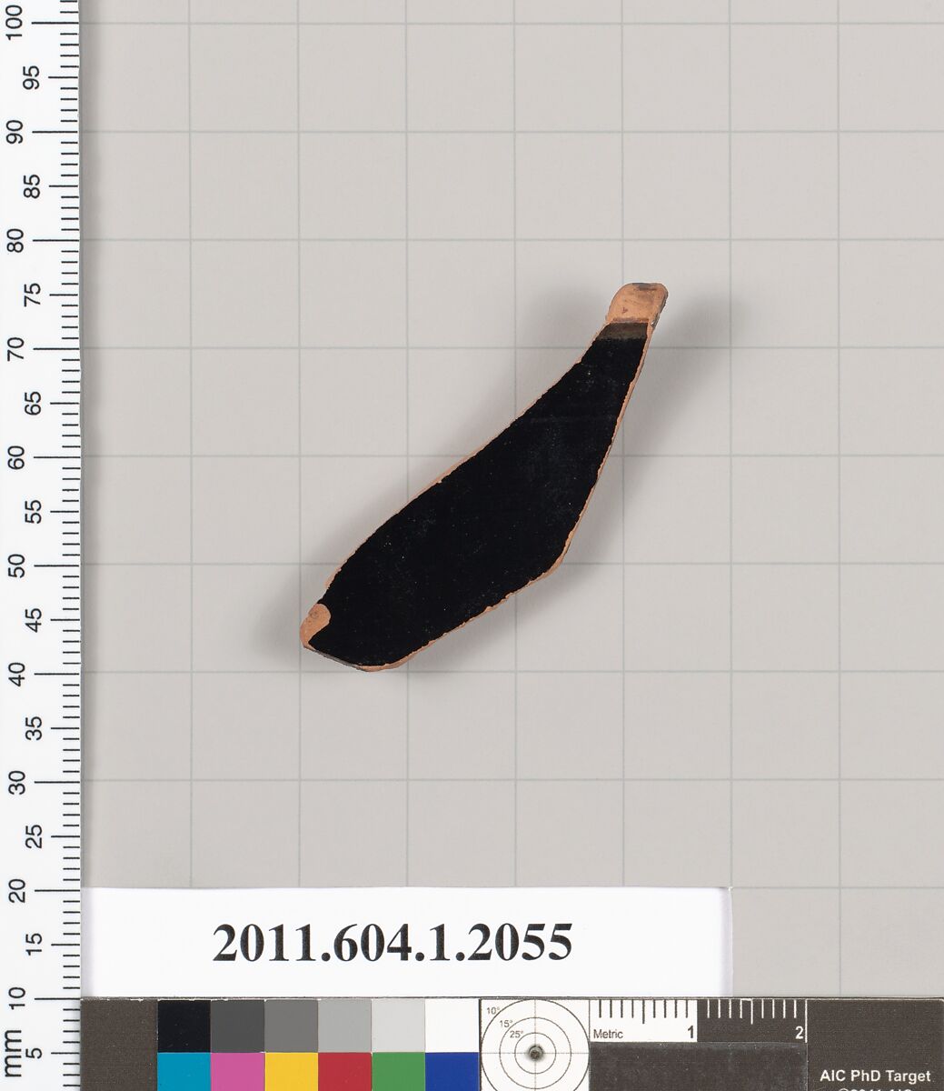 Terracotta rim fragment of a kylix (drinking cup), Terracotta, Greek, Attic