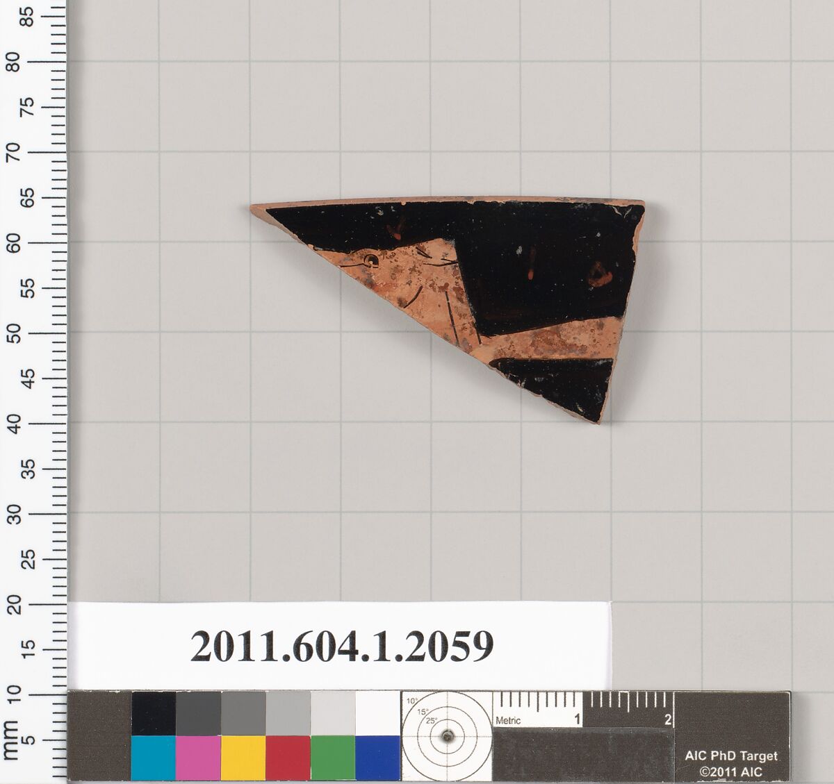 Terracotta rim fragment of a kylix (drinking cup), Terracotta, Greek, Attic 