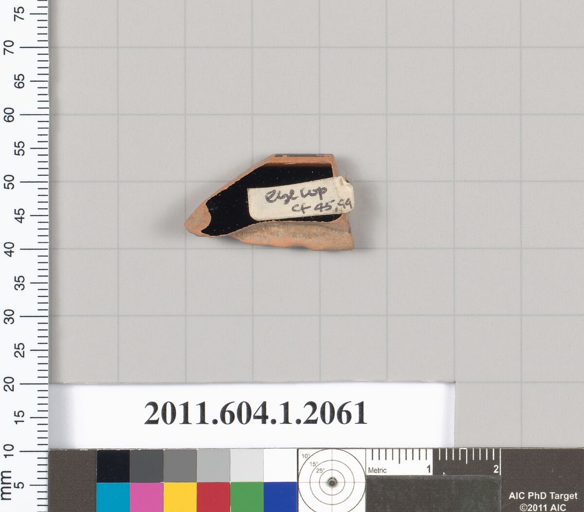 Terracotta rim fragment of a kylix (drinking cup), Terracotta, Greek, Attic