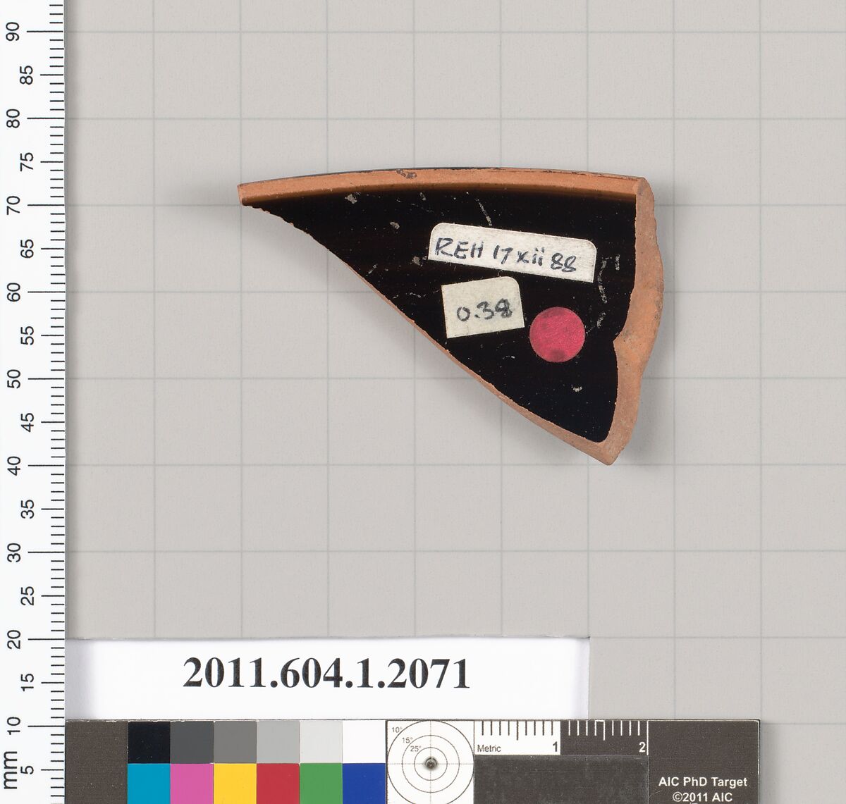 Terracotta rim fragment of a kylix (drinking cup), Terracotta, Greek, Attic