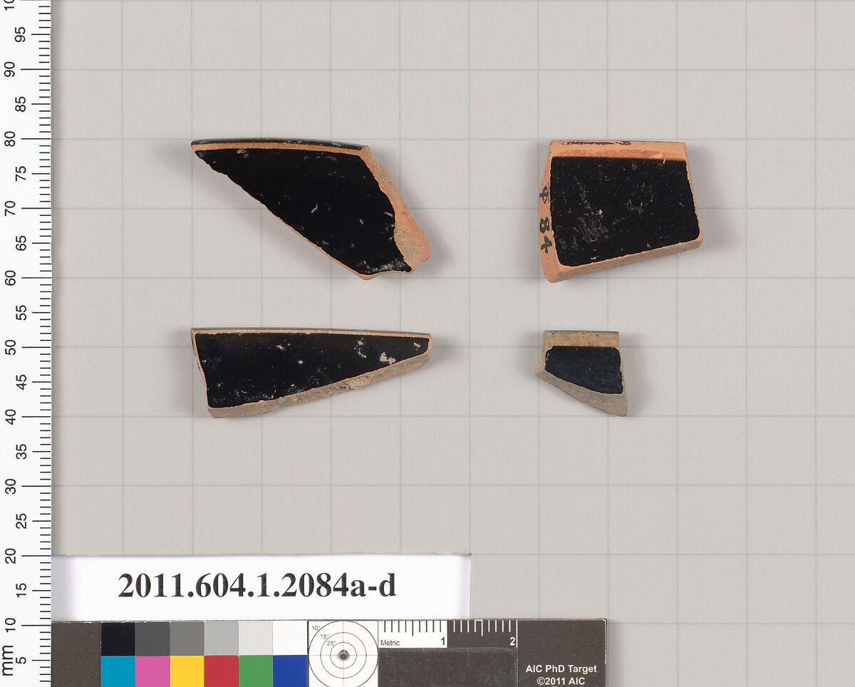 Terracotta rim fragments of kylikes (drinking cups), Terracotta, Greek, Attic