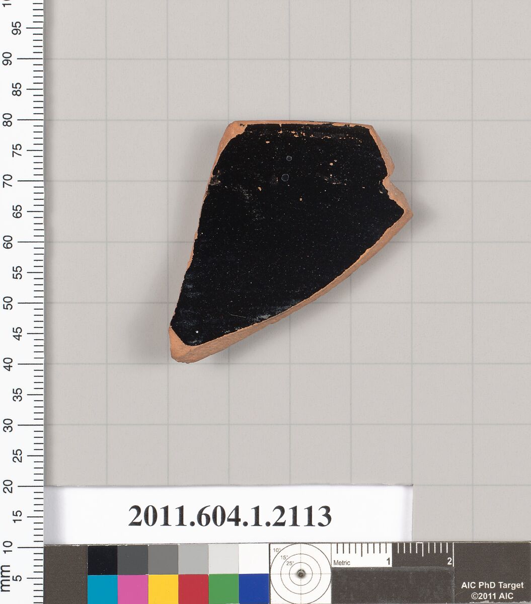 Terracotta rim fragment of a kylix (drinking cup), Terracotta, Greek, Attic