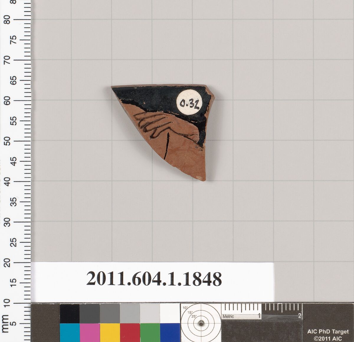 Terracotta rim fragment of a kylix (drinking cup), Terracotta, Greek, Attic 