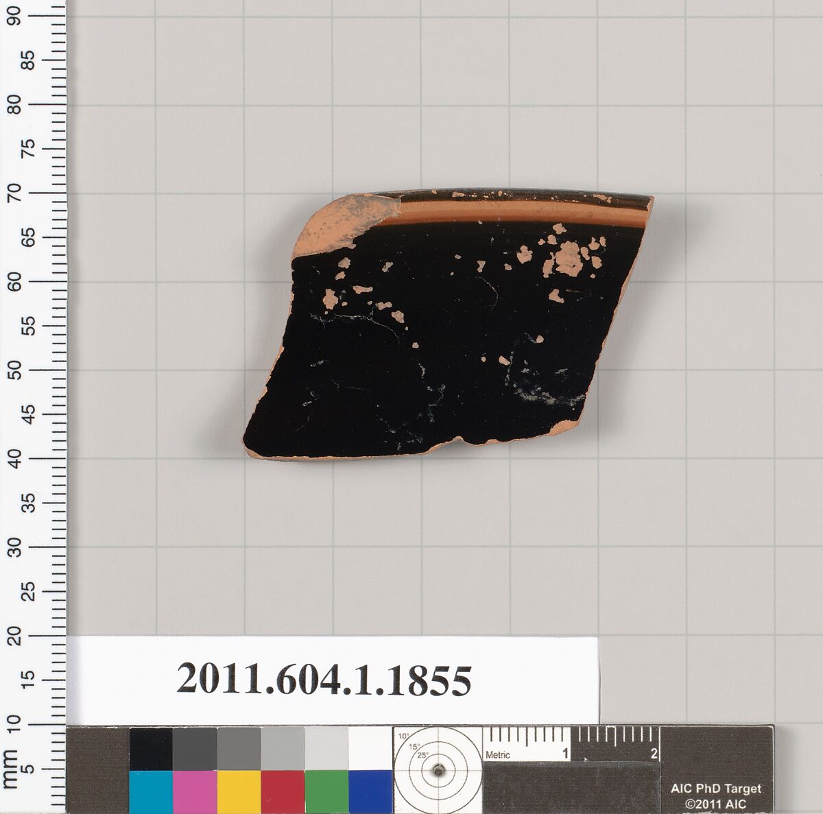 Terracotta rim fragment of a kylix (drinking cup), Terracotta, Greek, Attic