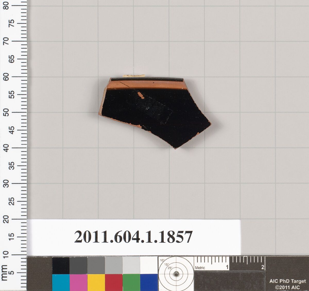 Terracotta rim fragment of a kylix (drinking cup), Terracotta, Greek, Attic
