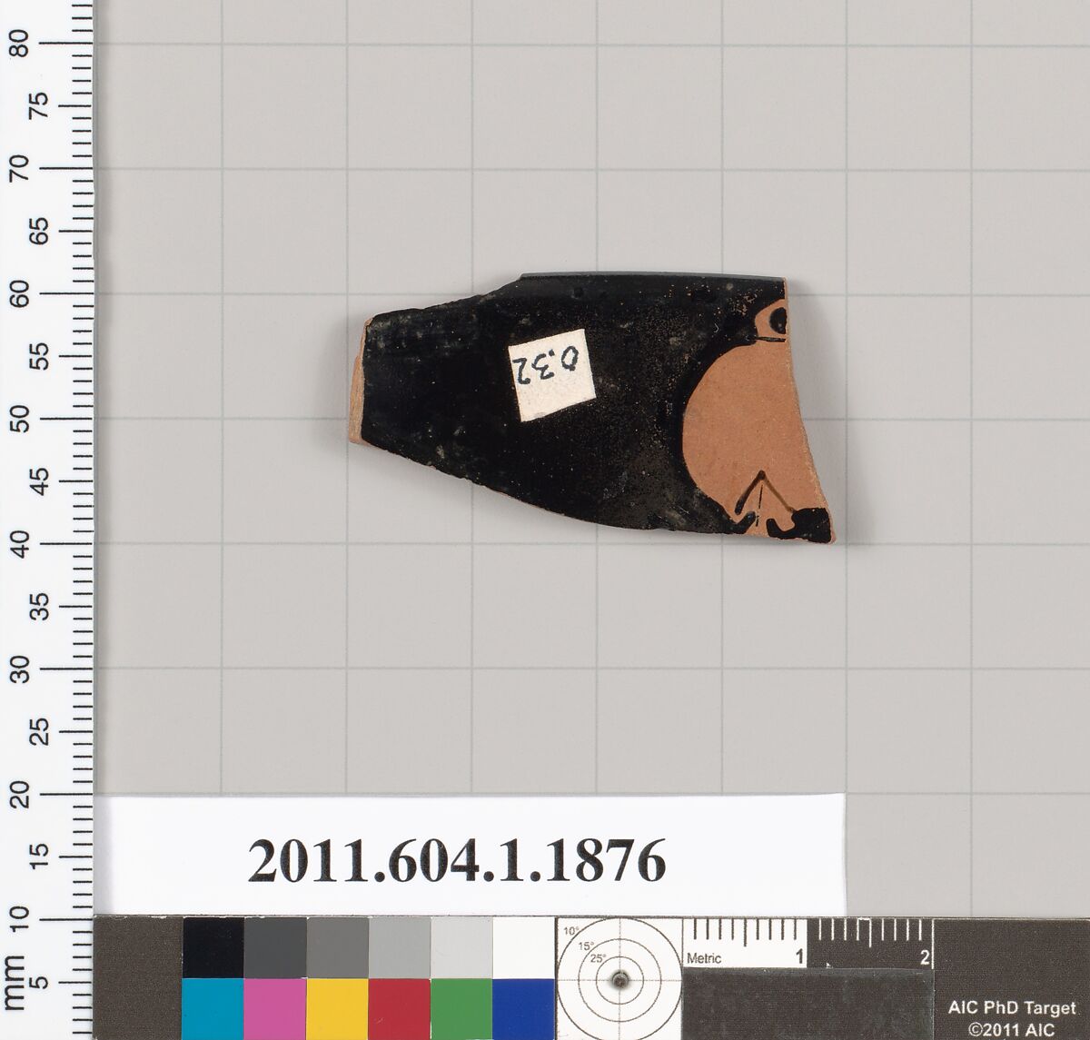 Terracotta rim fragment of a kylix (drinking cup), Terracotta, Greek, Attic 