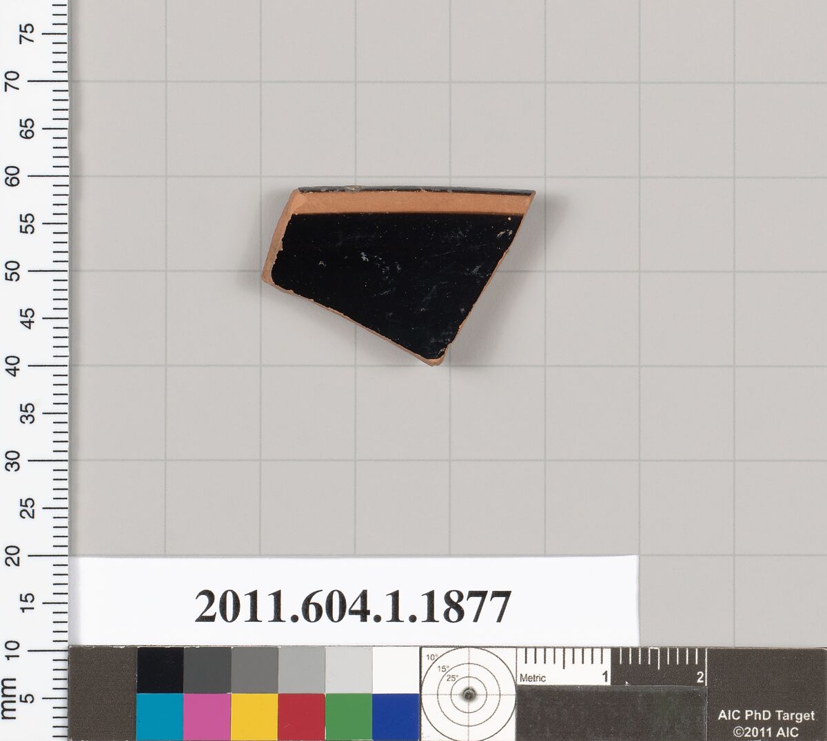 Terracotta rim fragment of a kylix (drinking cup), Terracotta, Greek, Attic