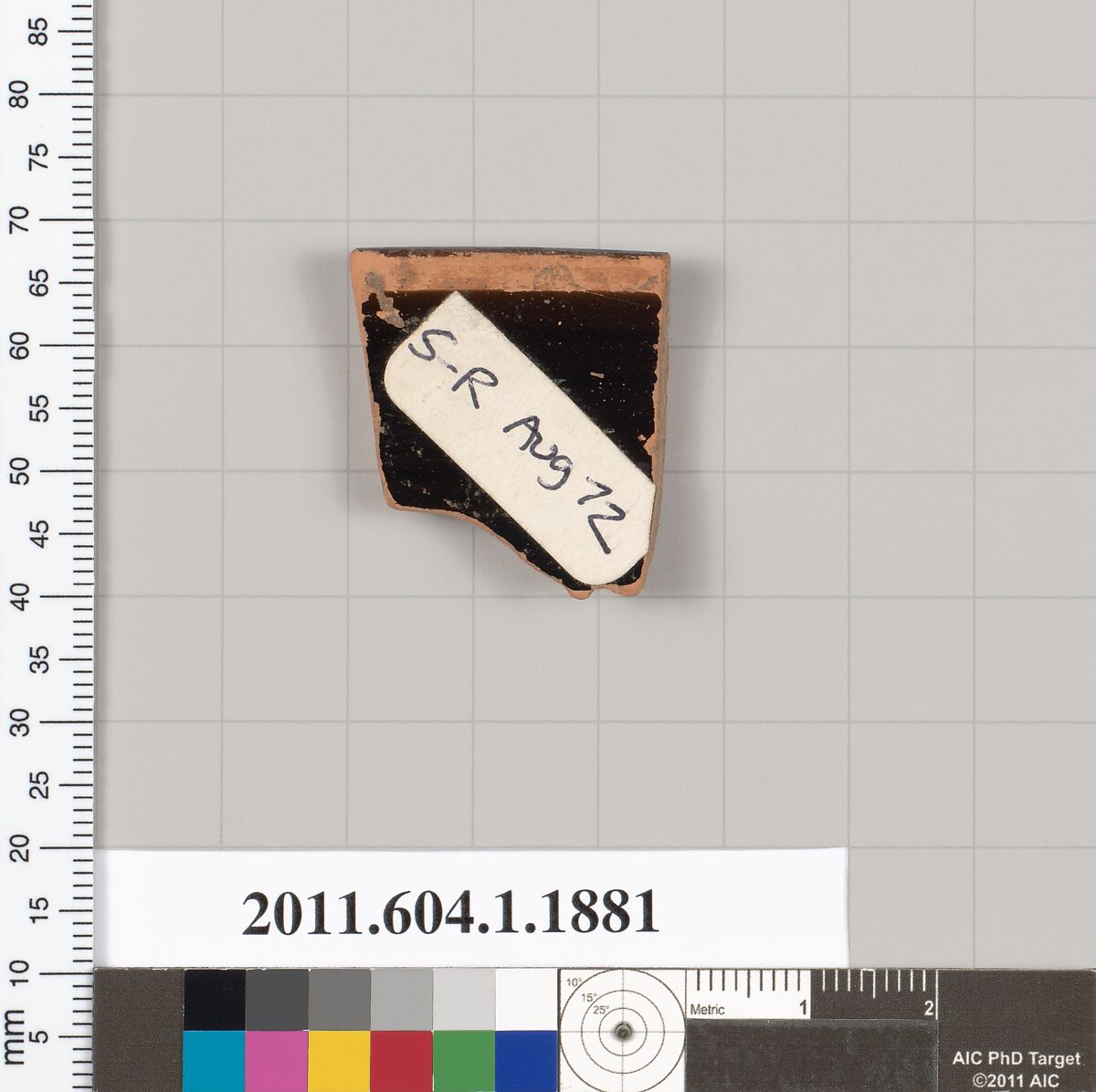 Terracotta rim fragment of a kylix (drinking cup), Terracotta, Greek, Attic