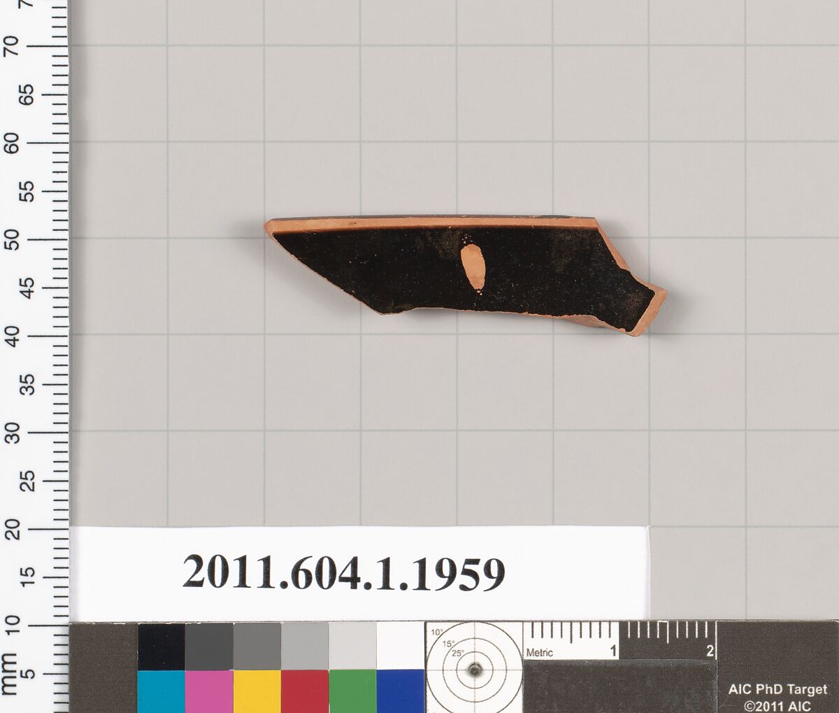 Terracotta rim fragment of a kylix (drinking cup), Terracotta, Greek, Attic