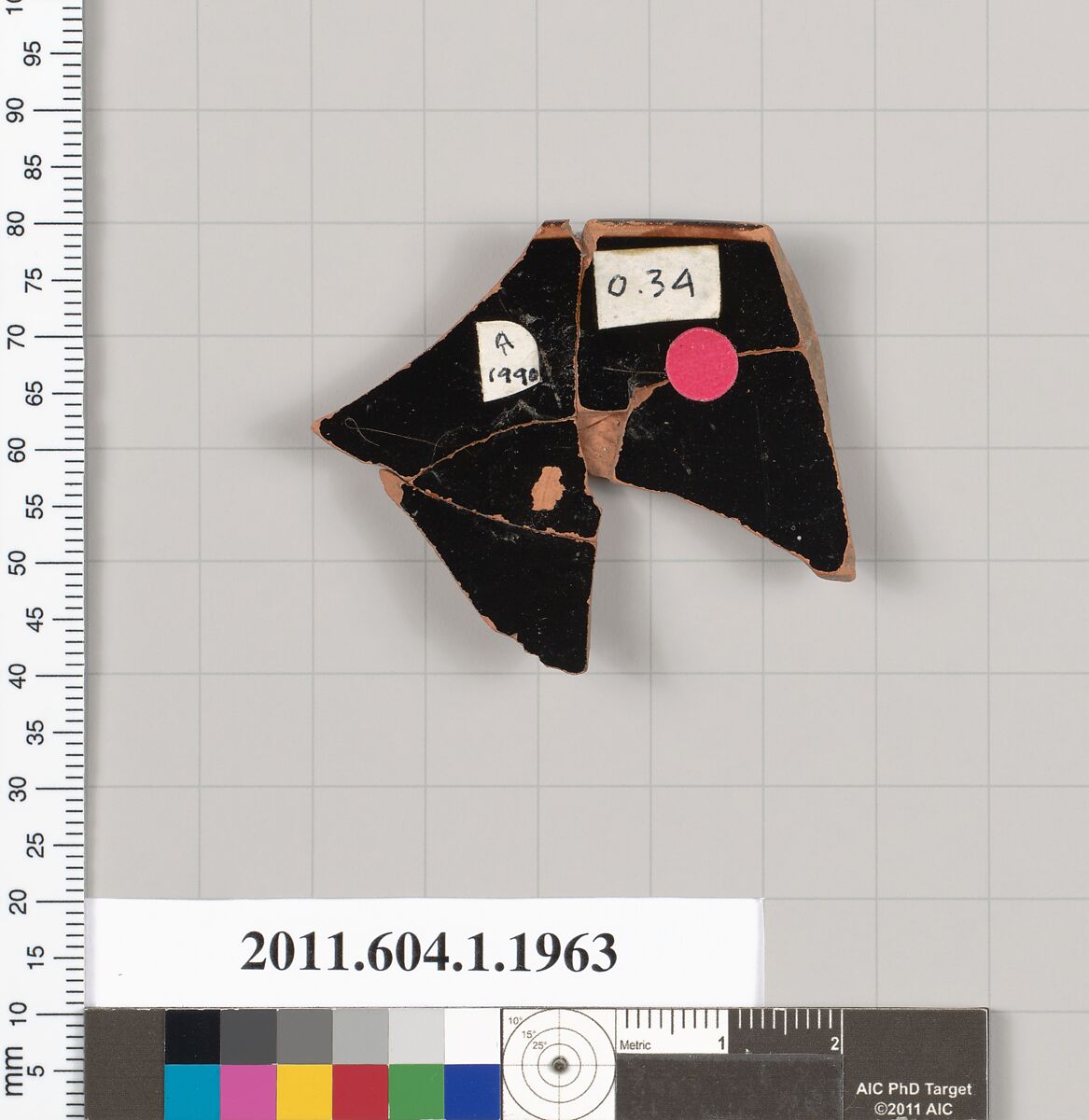 Terracotta rim fragment of a kylix (drinking cup), Terracotta, Greek, Attic