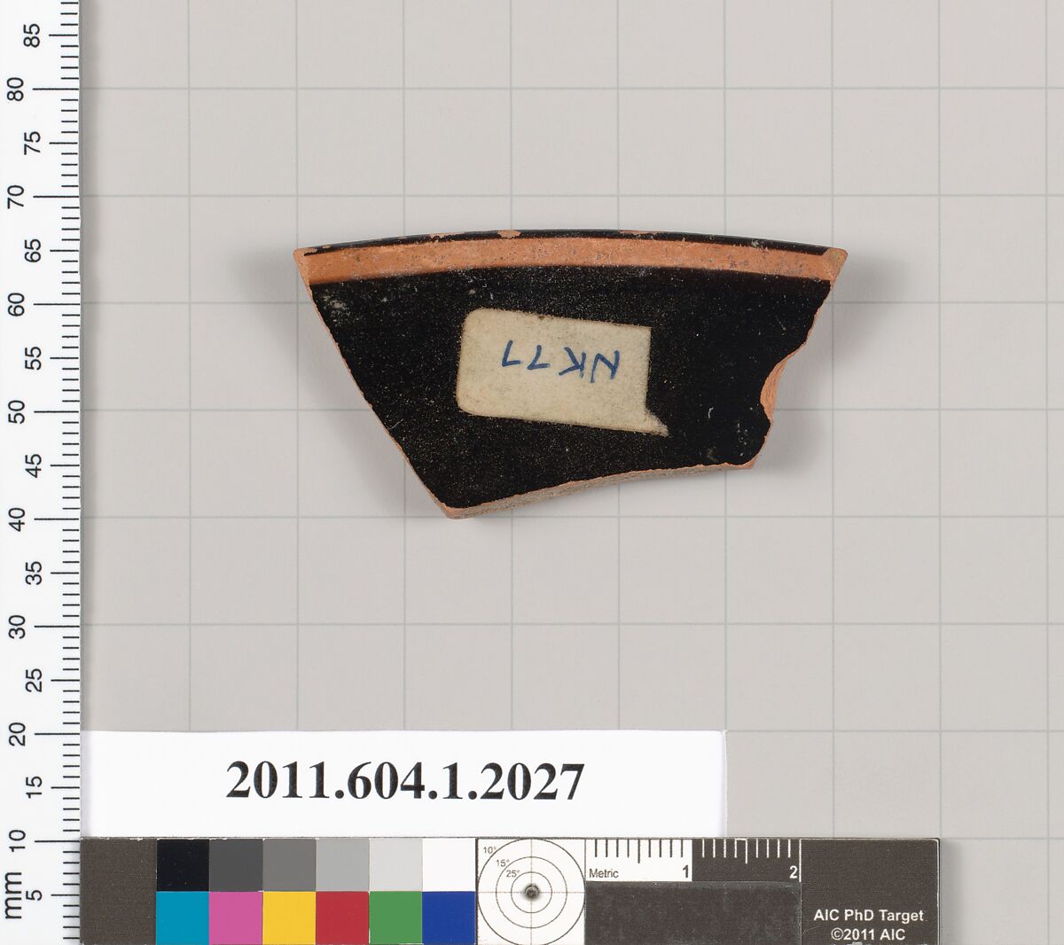Terracotta rim fragment of a kylix (drinking cup), Terracotta, Greek, Attic