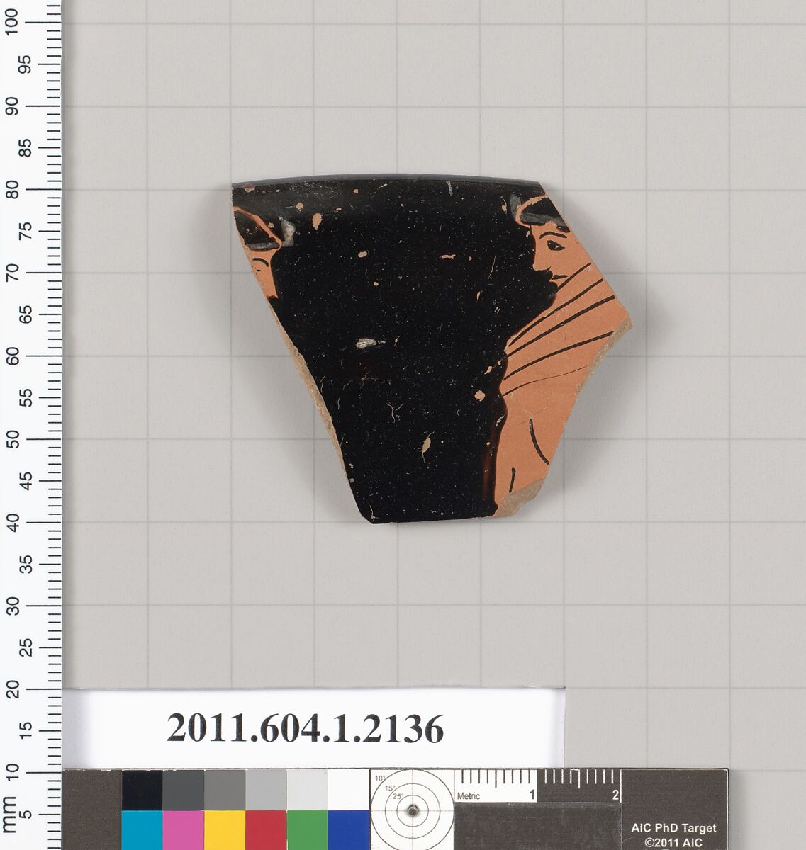 Terracotta rim fragment of a kylix (drinking cup), Terracotta, Greek, Attic 