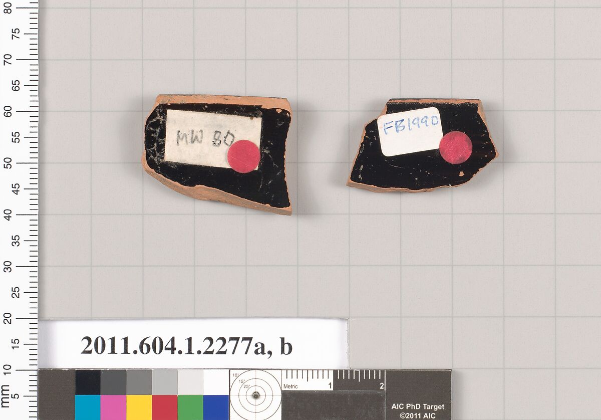 Terracotta rim fragments of kylikes (drinking cups), Terracotta, Greek, Attic