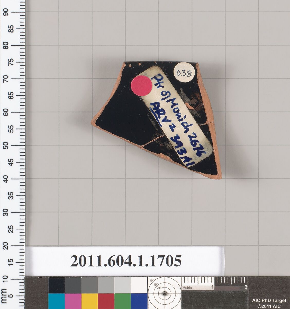 Terracotta rim fragment of a kylix (drinking cup), Attributed to the Painter of Munich 2676 [DvB], Terracotta, Greek, Attic